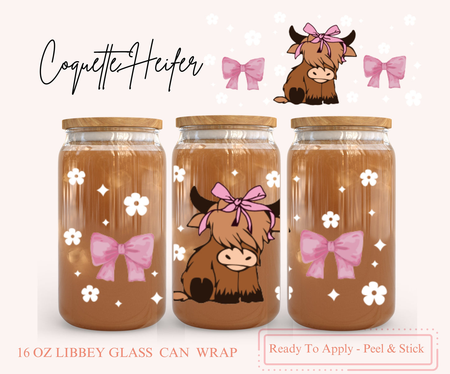 UV DTF Libbey Glass Can Wrap - Ready To Apply - Peel & Stick