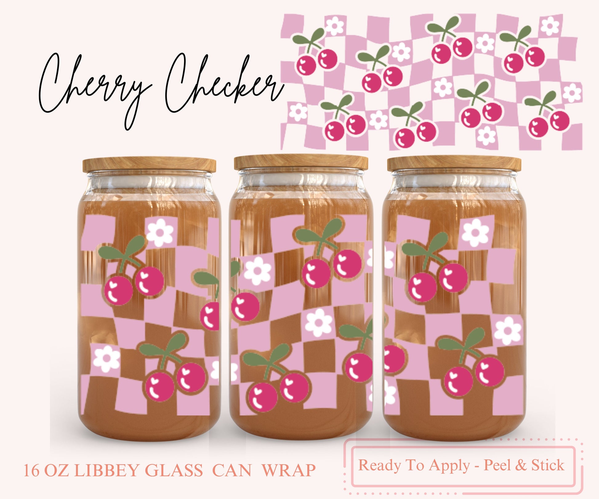 UV DTF Libbey Glass Can Wrap - Ready To Apply - Peel & Stick