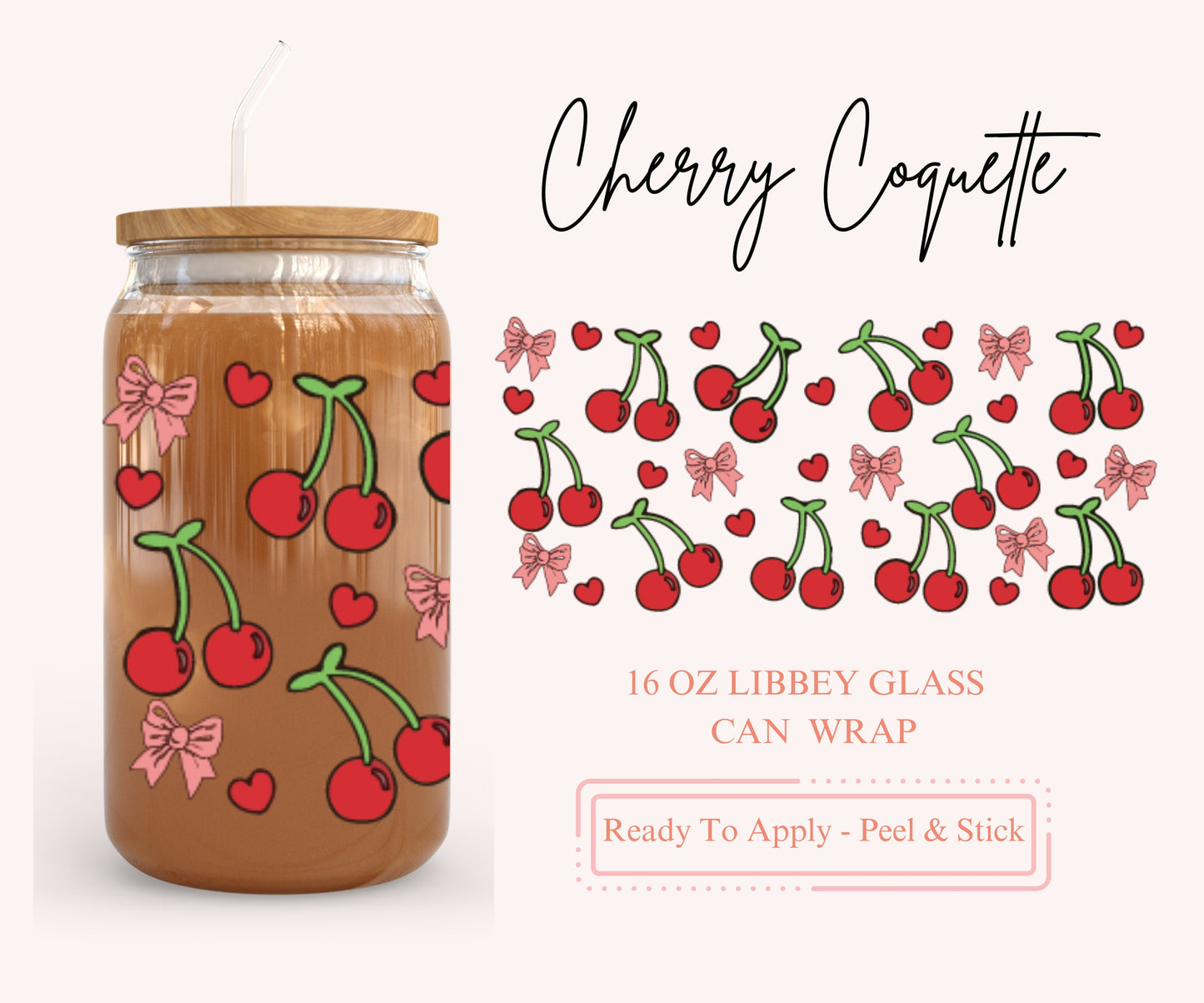 UV DTF Libbey Glass Can Wrap - Ready To Apply - Peel & Stick