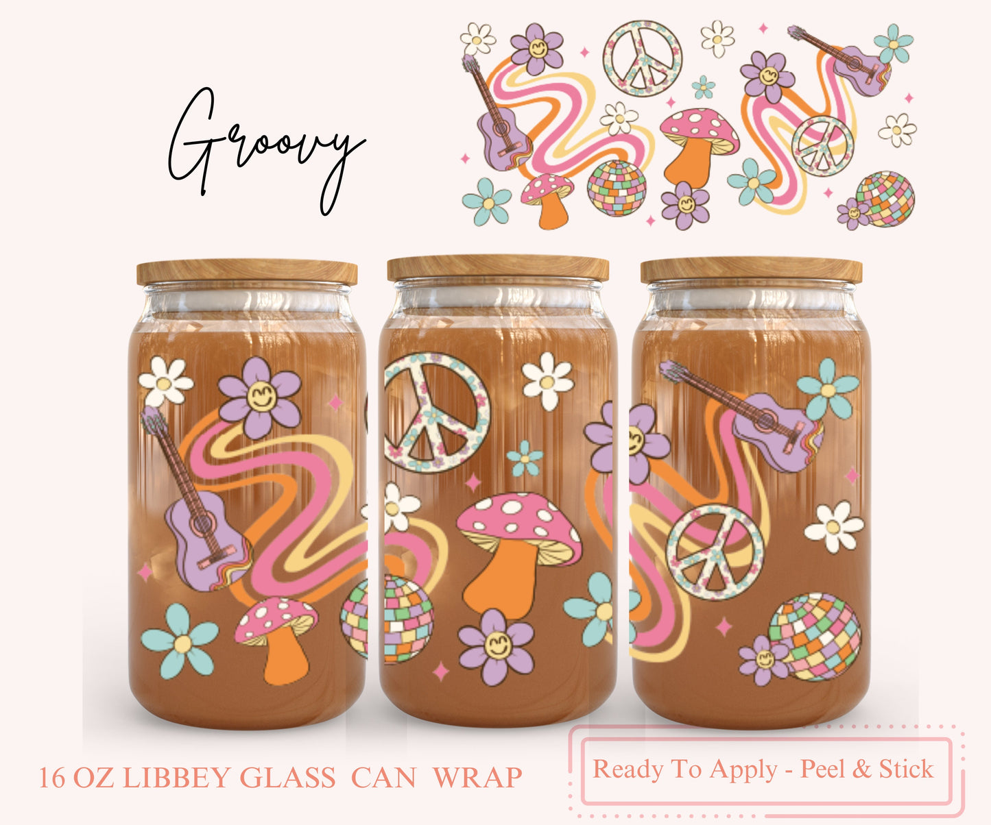 UV DTF Libbey Glass Can Wrap - Ready To Apply - Peel & Stick