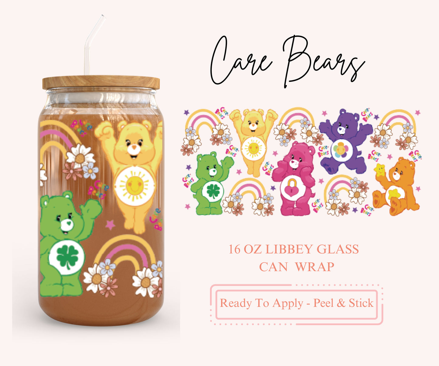 UV DTF Libbey Glass Can Wrap - Ready To Apply - Peel & Stick