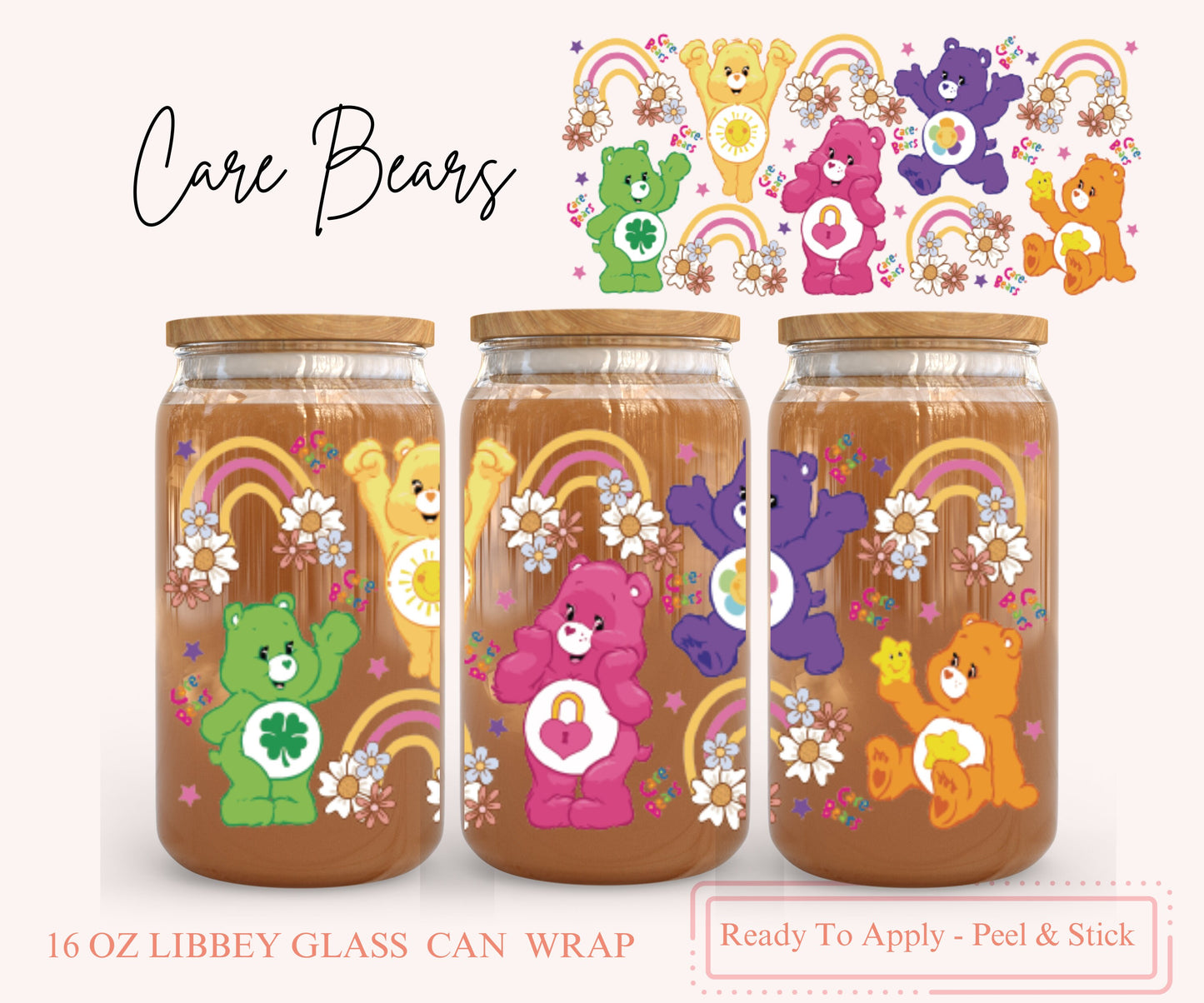 UV DTF Libbey Glass Can Wrap - Ready To Apply - Peel & Stick