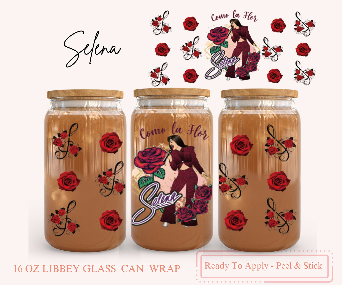 UV DTF Libbey Glass Can Wrap - Ready To Apply - Peel & Stick