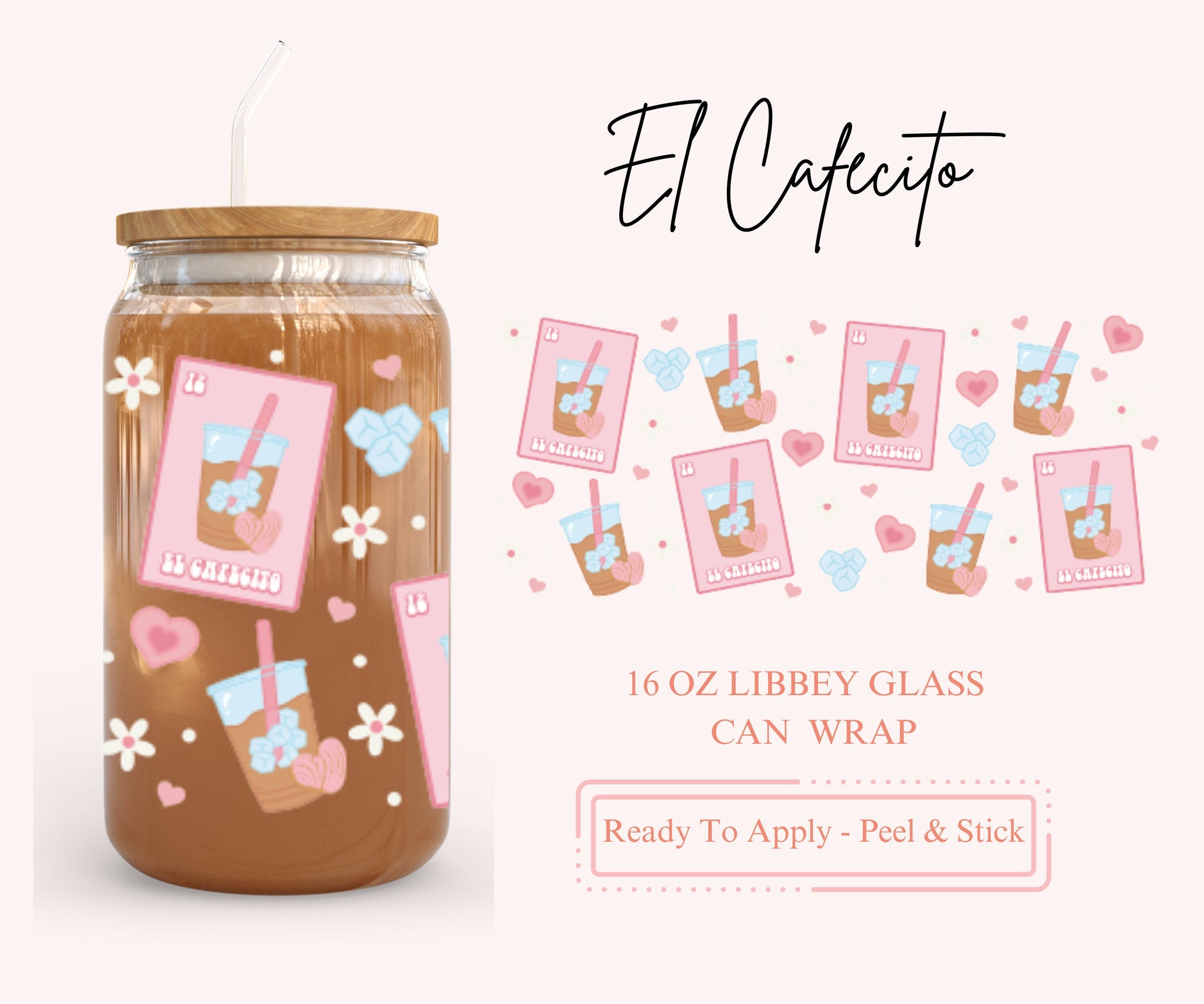 UV DTF Libbey Glass Can Wrap - Ready To Apply - Peel & Stick