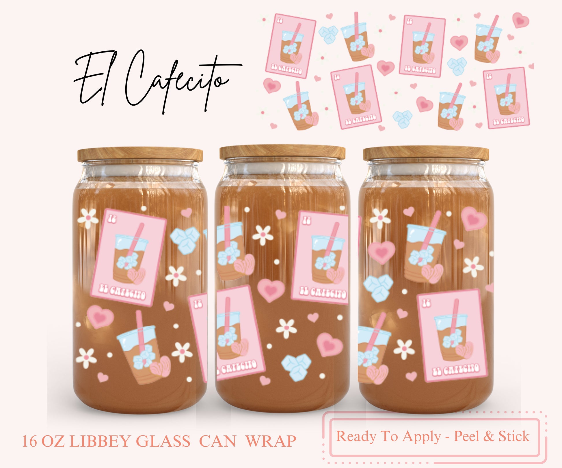 UV DTF Libbey Glass Can Wrap - Ready To Apply - Peel & Stick