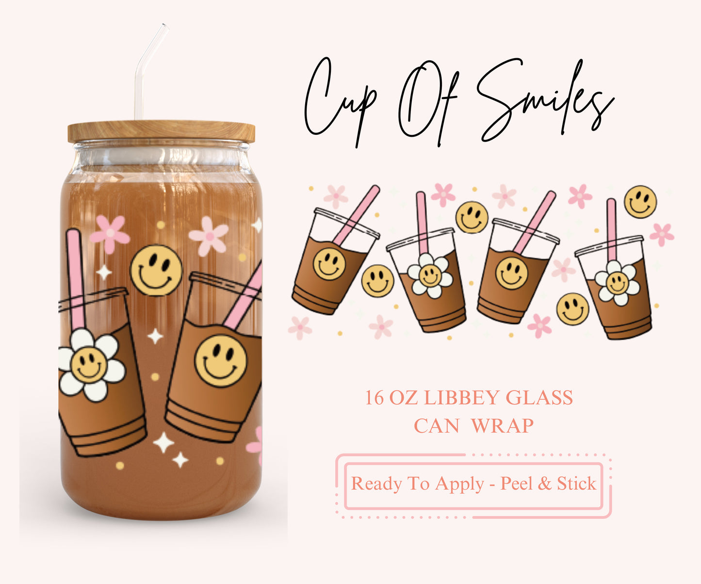 UV DTF Libbey Glass Can Wrap - Ready To Apply - Peel & Stick