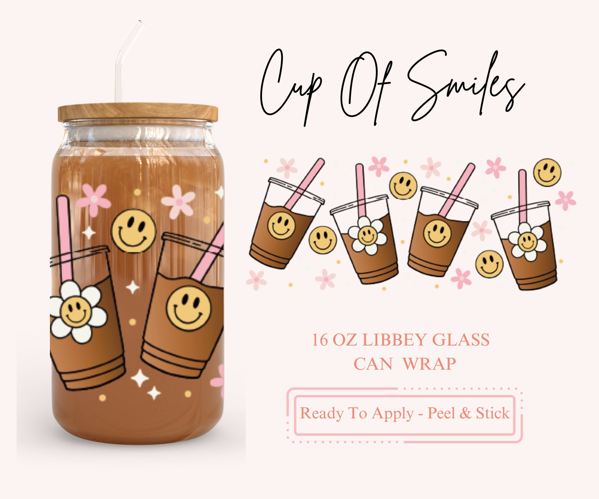 UV DTF Libbey Glass Can Wrap - Ready To Apply - Peel & Stick