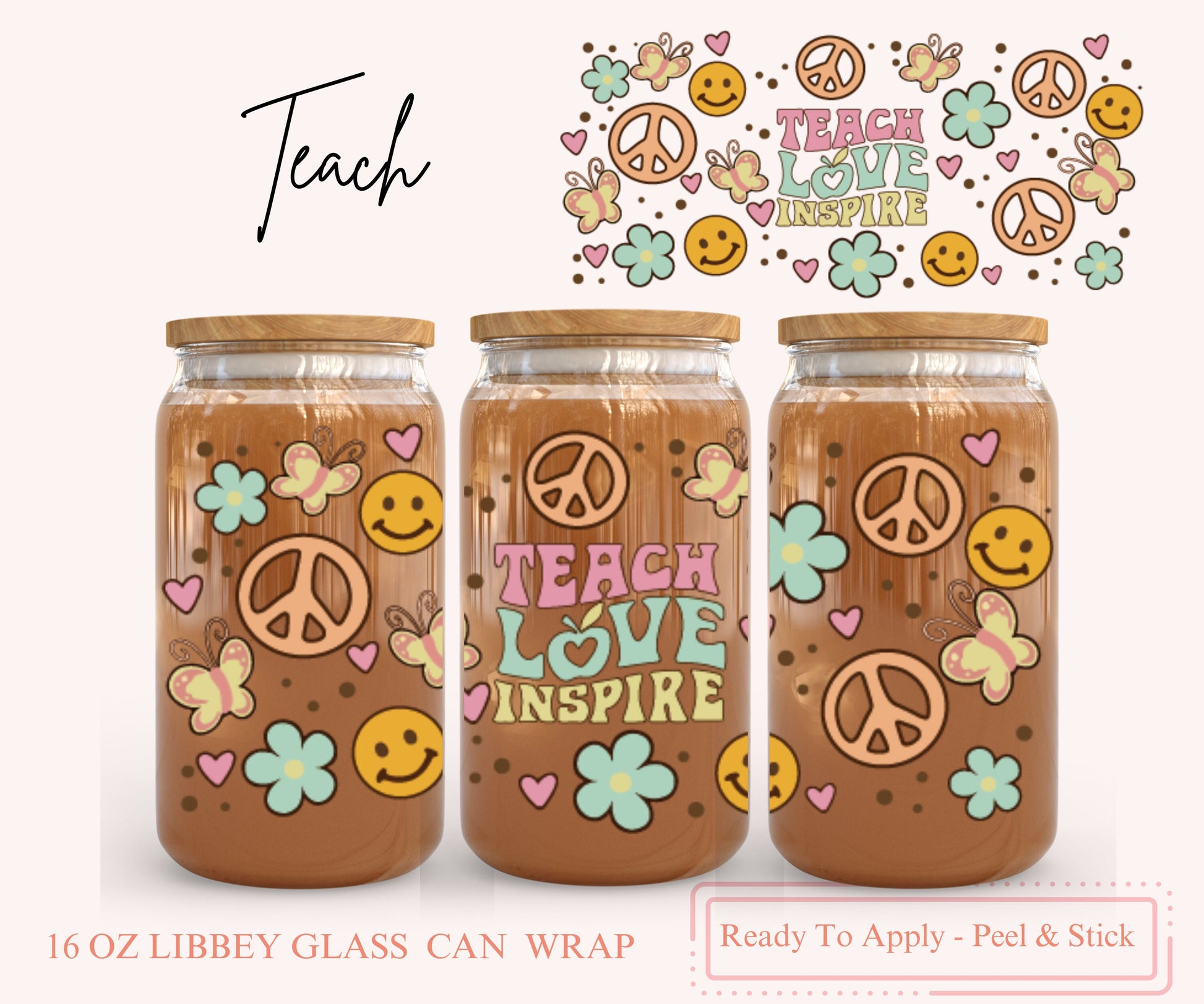 UV DTF Libbey Glass Can Wrap - Ready To Apply - Peel & Stick