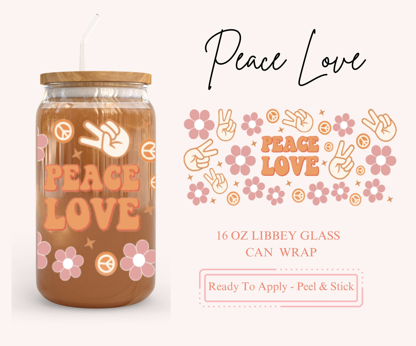 UV DTF Libbey Glass Can Wrap - Ready To Apply - Peel & Stick