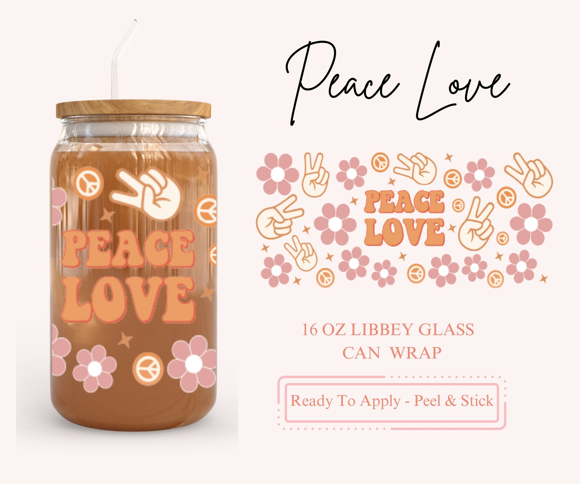 UV DTF Libbey Glass Can Wrap - Ready To Apply - Peel & Stick