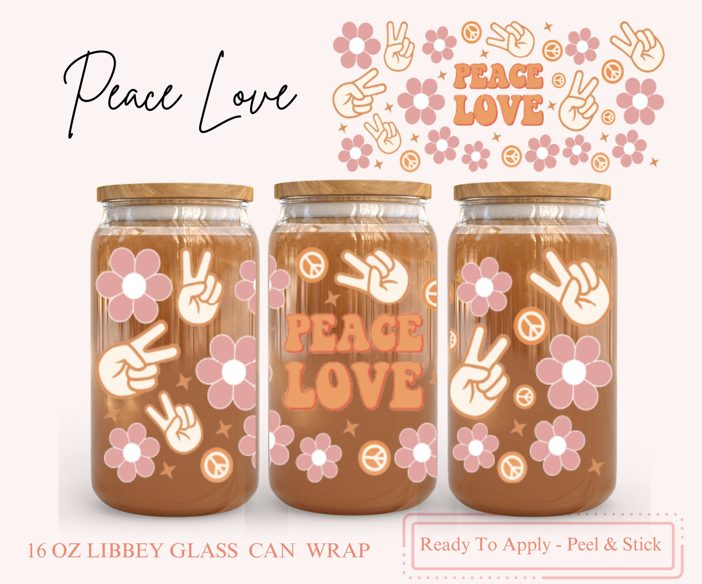 UV DTF Libbey Glass Can Wrap - Ready To Apply - Peel & Stick