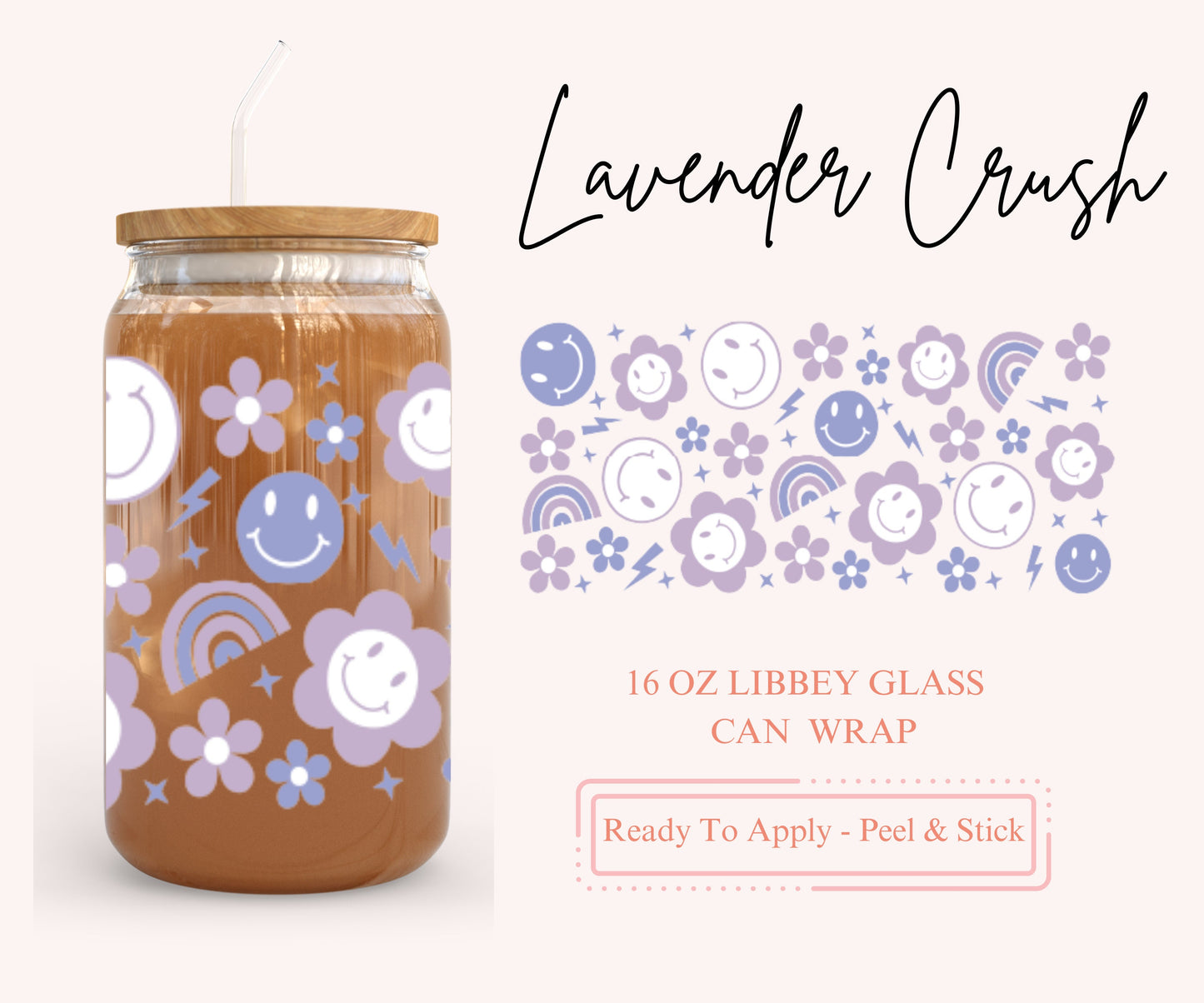 UV DTF Libbey Glass Can Wrap - Ready To Apply - Peel & Stick