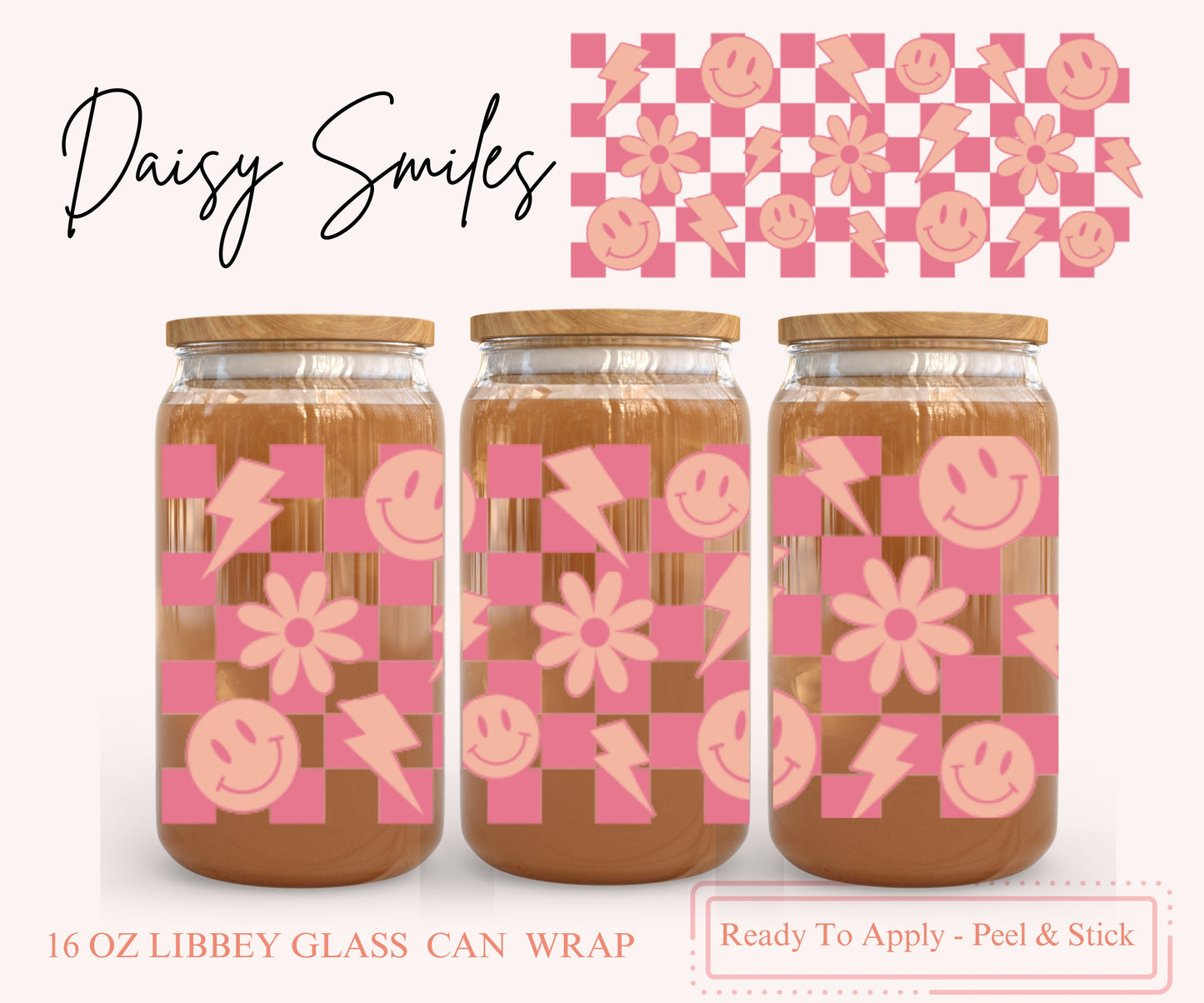 UV DTF Libbey Glass Can Wrap - Ready To Apply - Peel & Stick