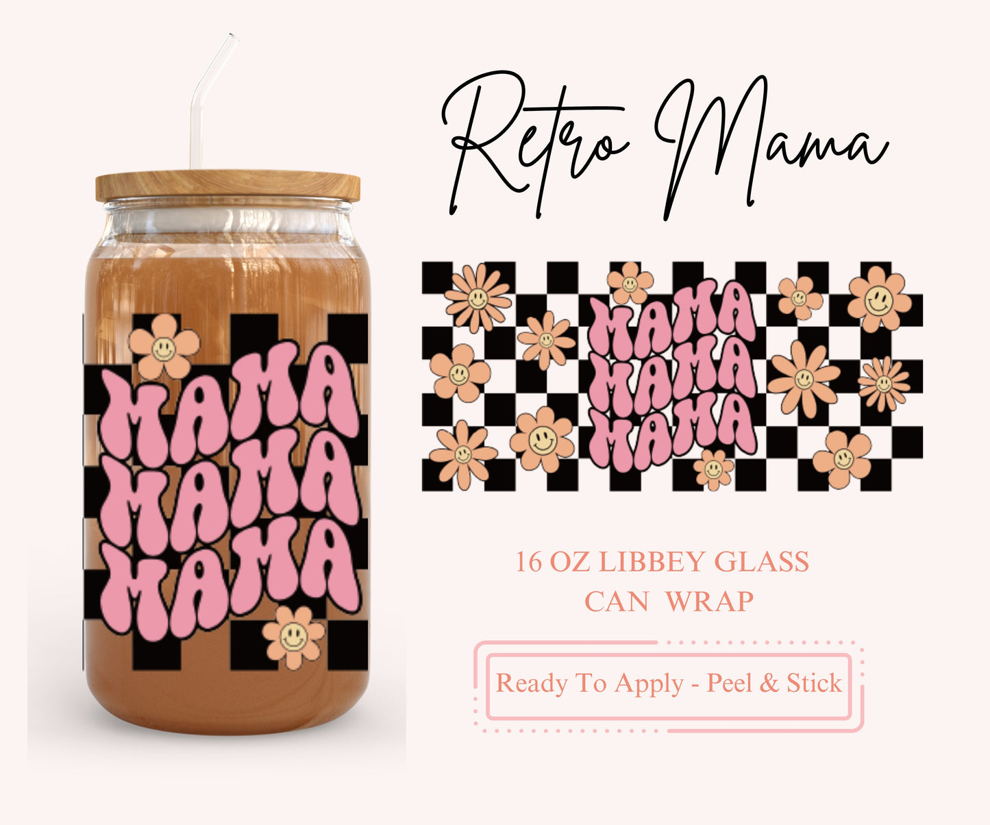 UV DTF Libbey Glass Can Wrap - Ready To Apply - Peel & Stick