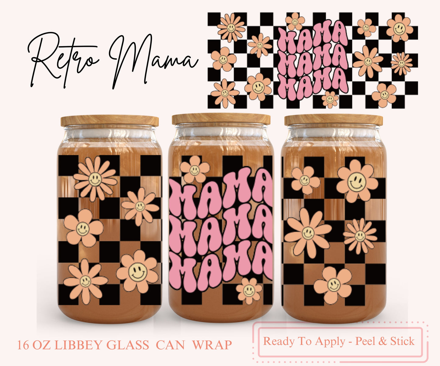 UV DTF Libbey Glass Can Wrap - Ready To Apply - Peel & Stick