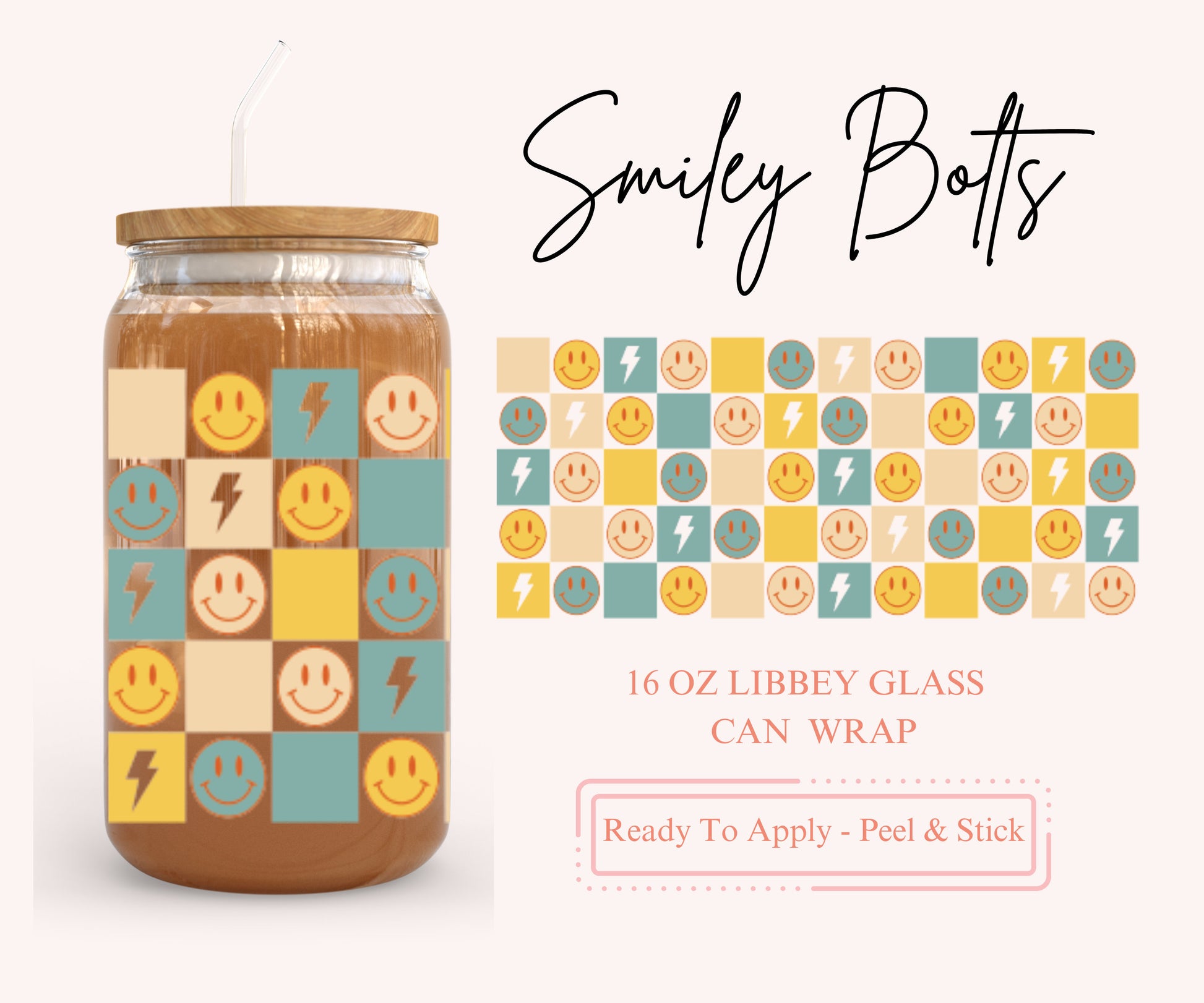 UV DTF Libbey Glass Can Wrap - Ready To Apply - Peel & Stick