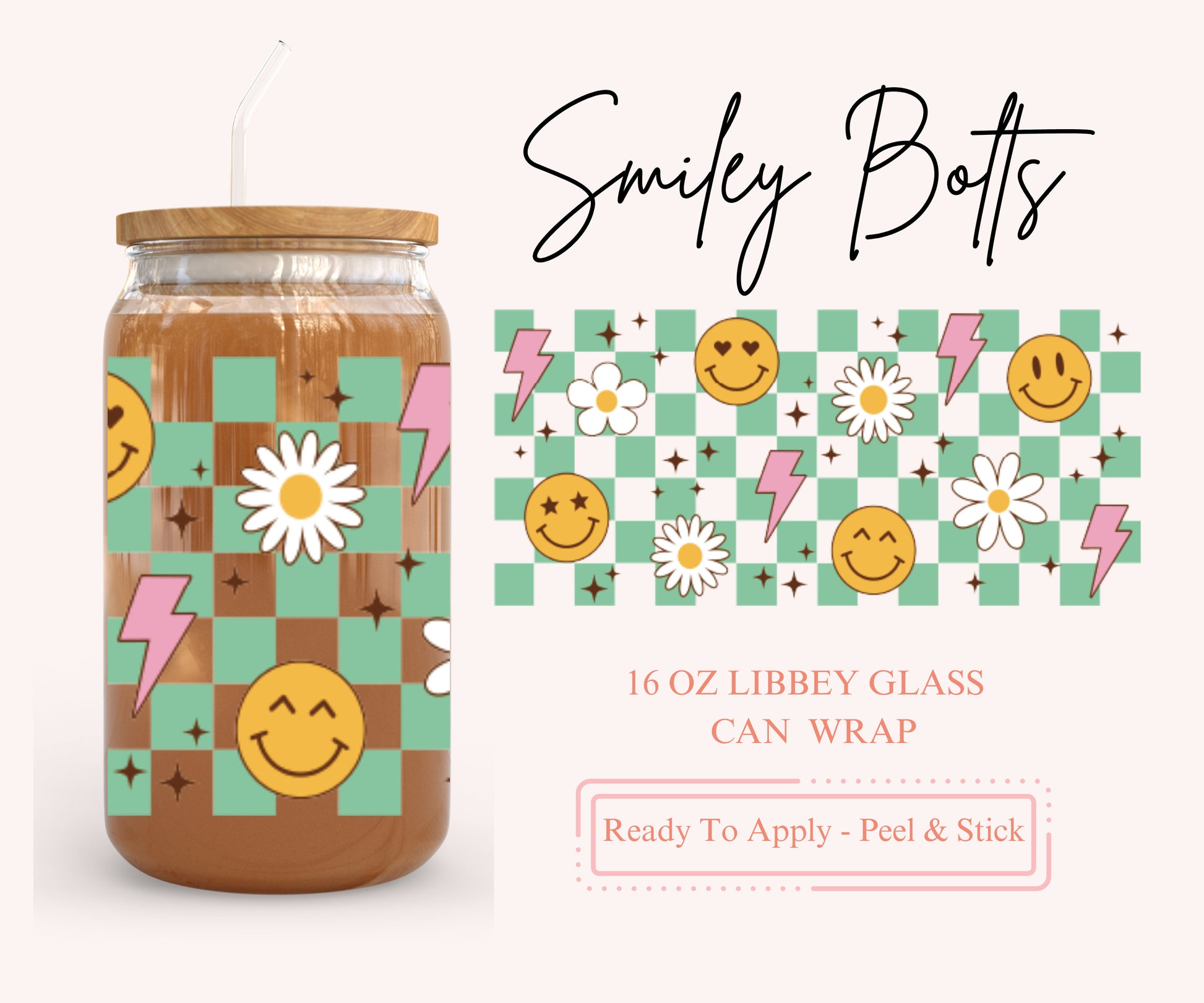 UV DTF Libbey Glass Can Wrap - Ready To Apply - Peel & Stick