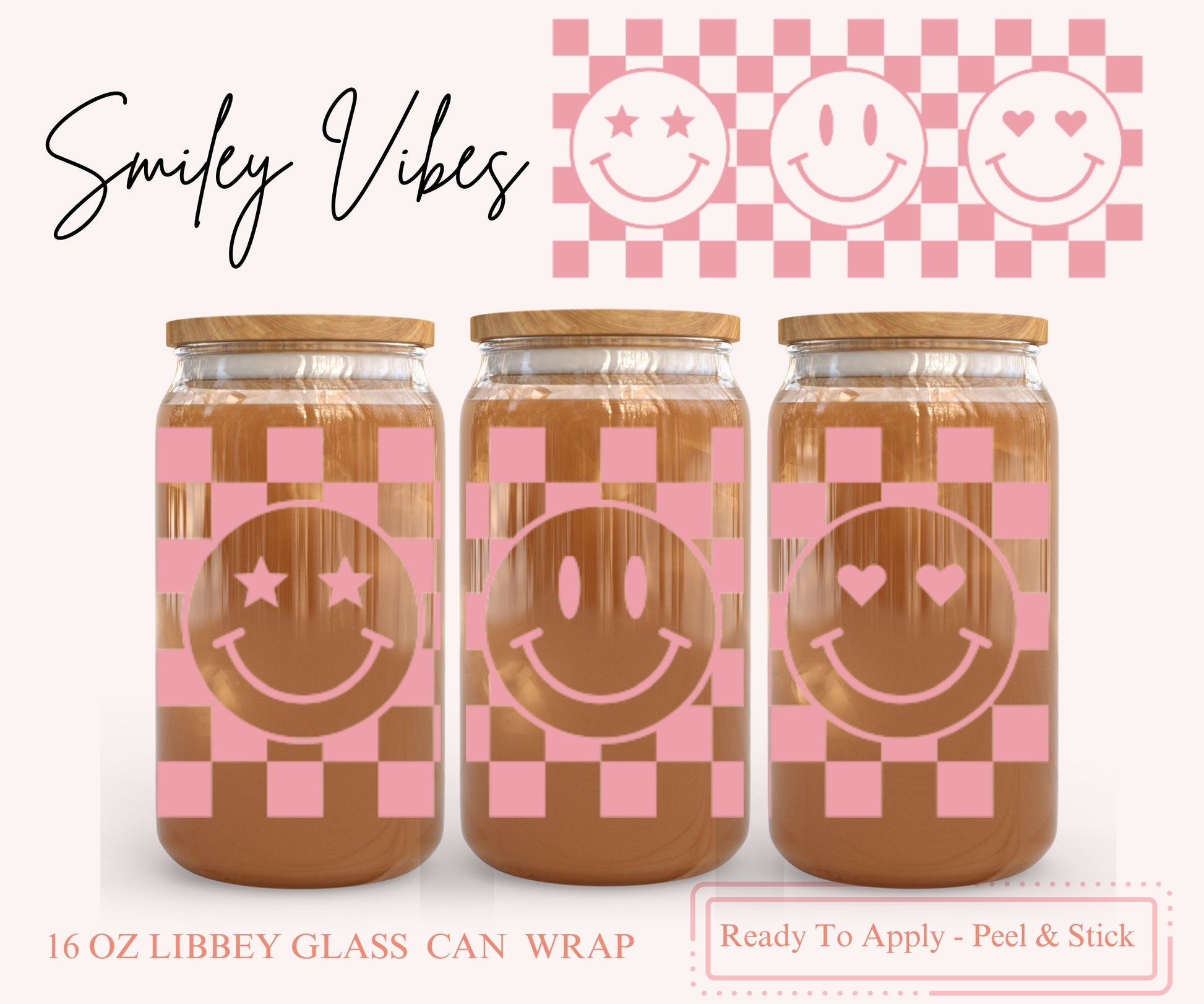 UV DTF Libbey Glass Can Wrap - Ready To Apply - Peel & Stick