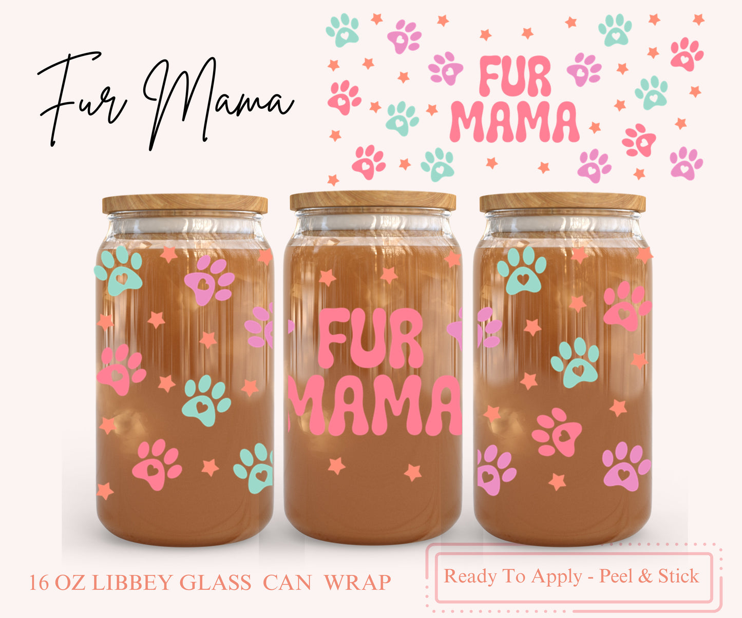 UV DTF Libbey Glass Can Wrap - Ready To Apply - Peel & Stick