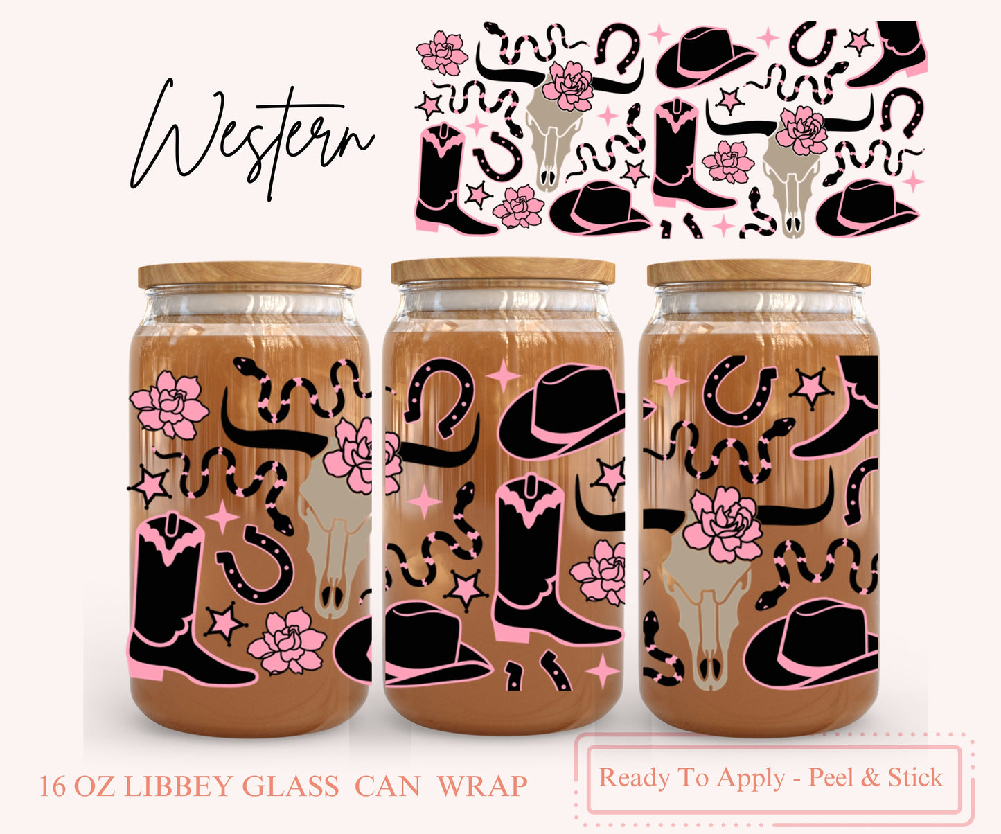 UV DTF Libbey Glass Can Wrap - Ready To Apply - Peel & Stick