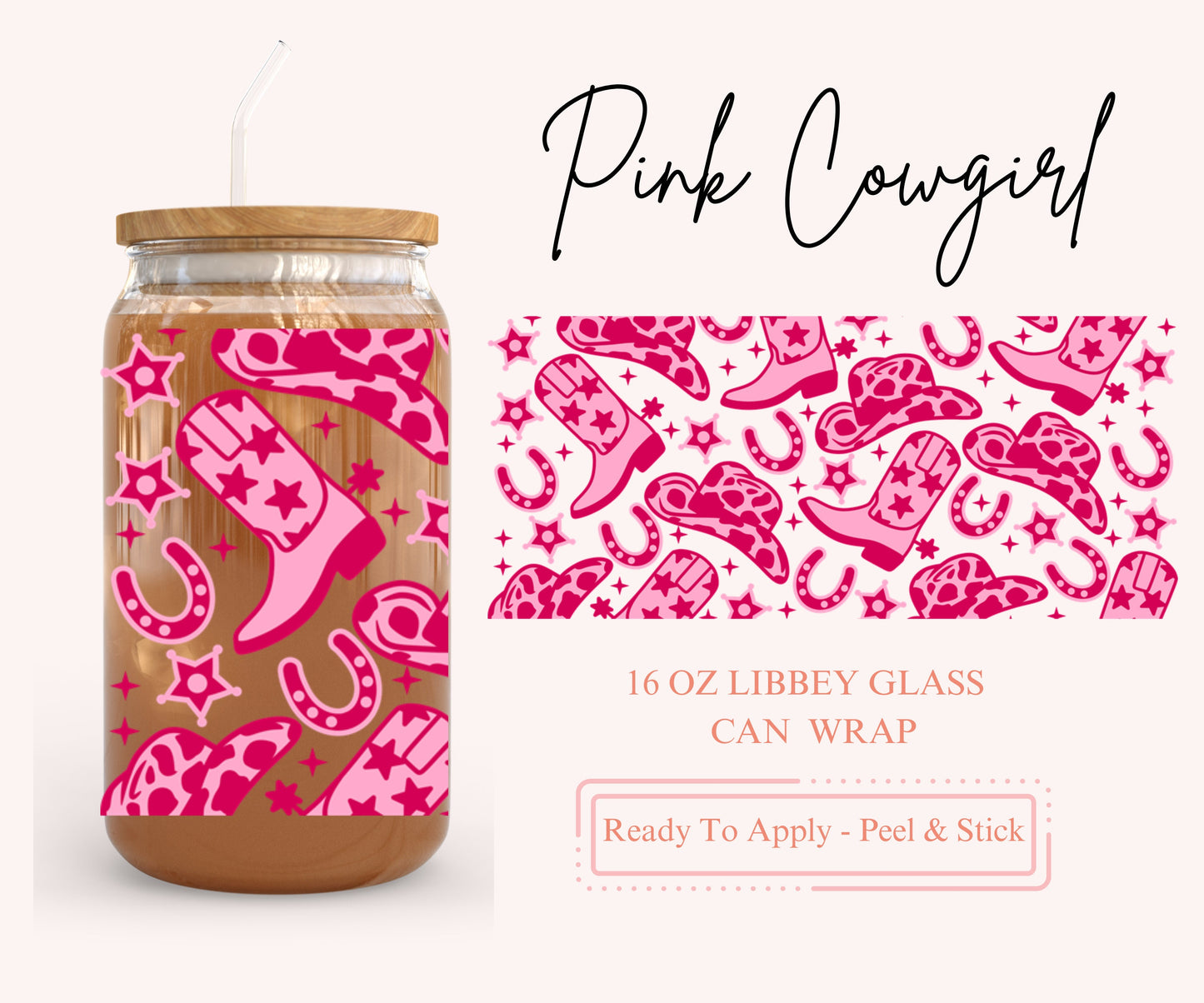 UV DTF Libbey Glass Can Wrap - Ready To Apply - Peel & Stick