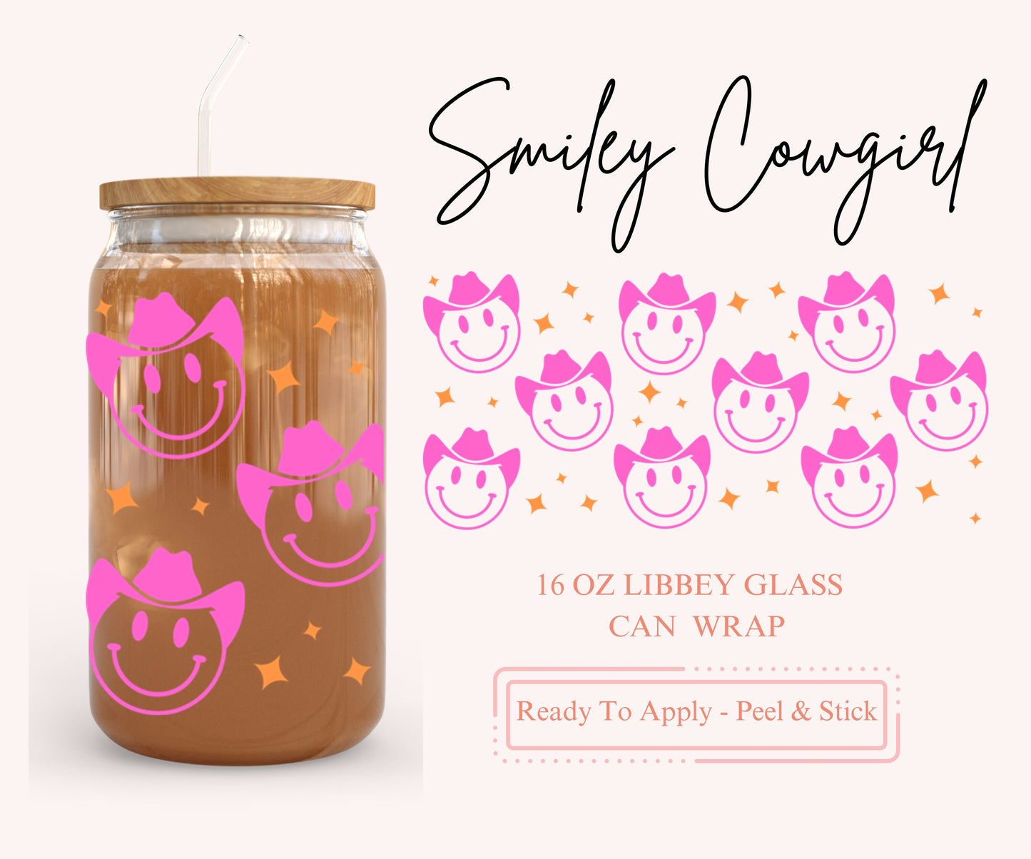 UV DTF Libbey Glass Can Wrap - Ready To Apply - Peel & Stick