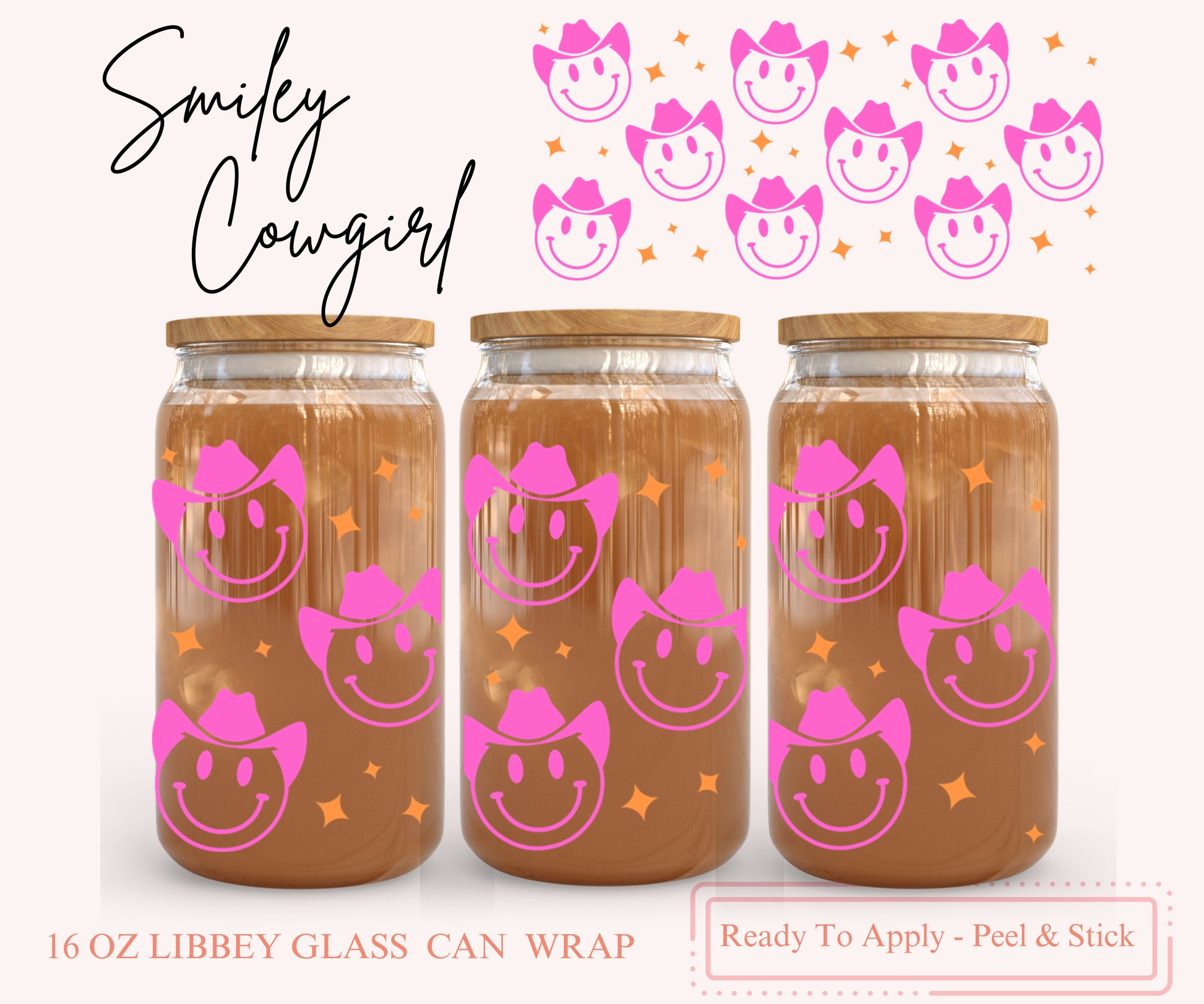 UV DTF Libbey Glass Can Wrap - Ready To Apply - Peel & Stick