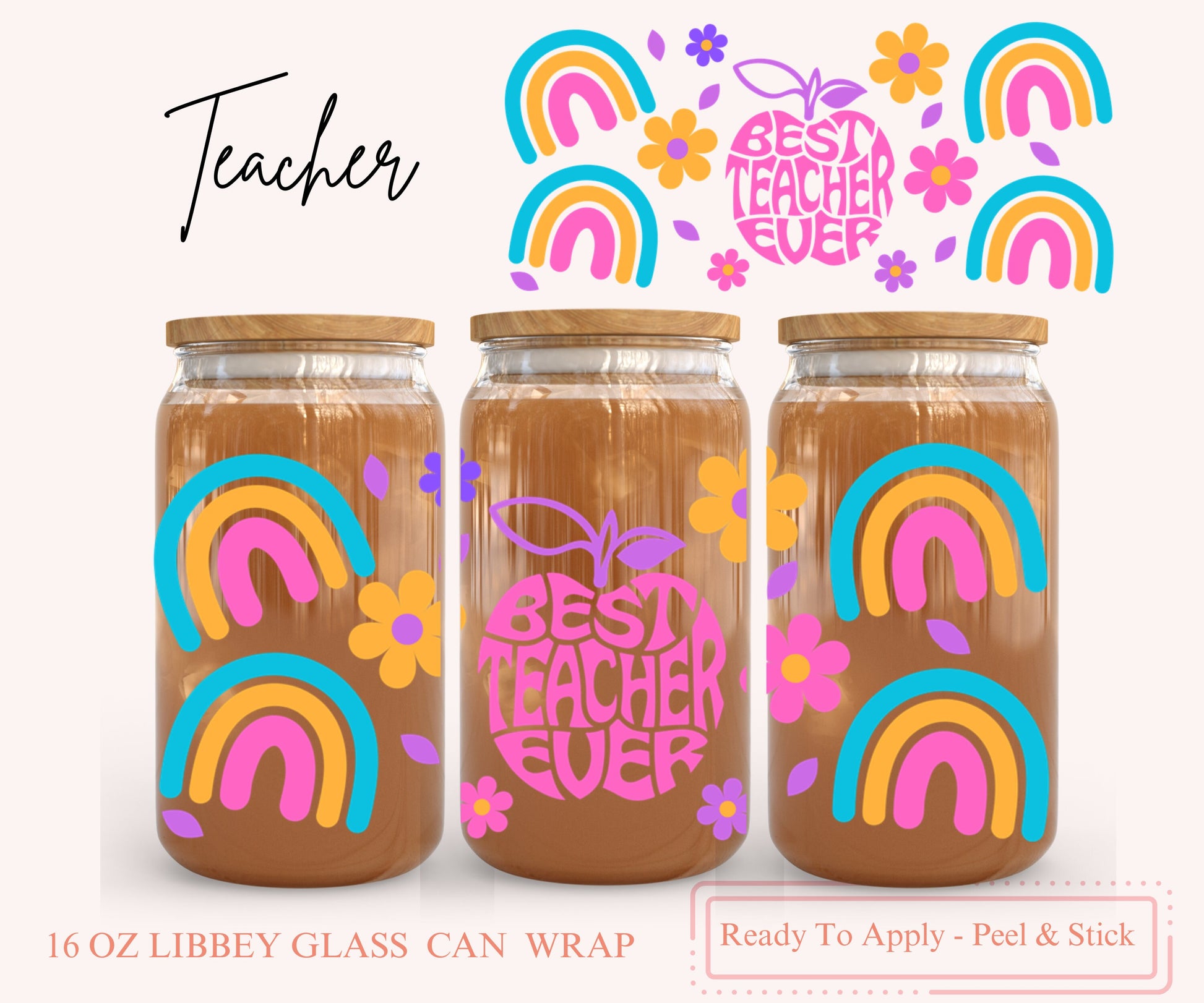 UV DTF Libbey Glass Can Wrap - Ready To Apply - Peel & Stick