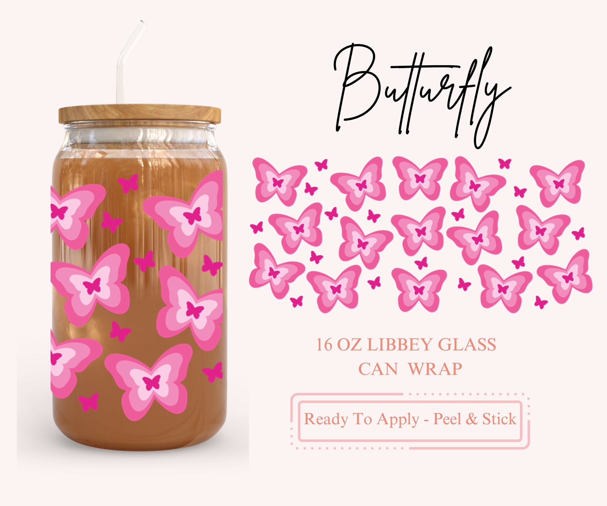 UV DTF Libbey Glass Can Wrap - Ready To Apply - Peel & Stick