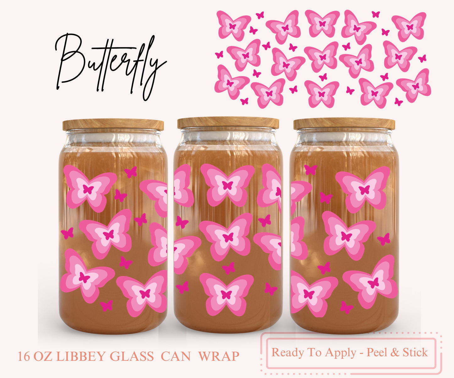 UV DTF Libbey Glass Can Wrap - Ready To Apply - Peel & Stick