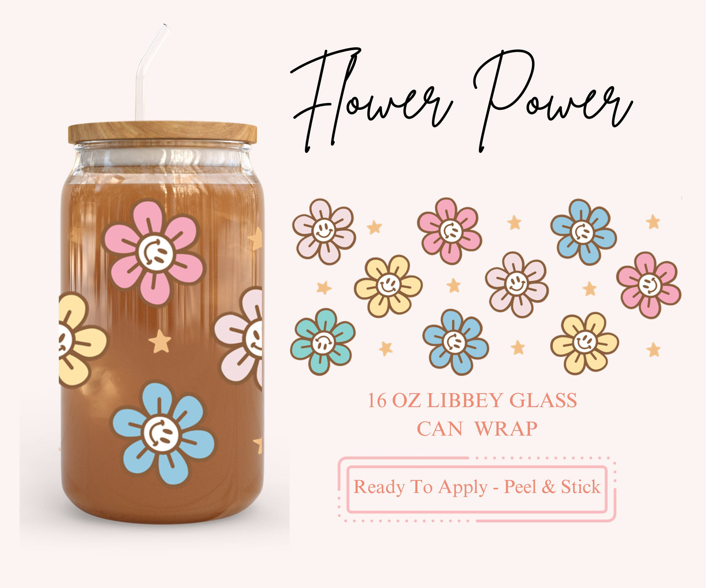 UV DTF Libbey Glass Can Wrap - Ready To Apply - Peel & Stick