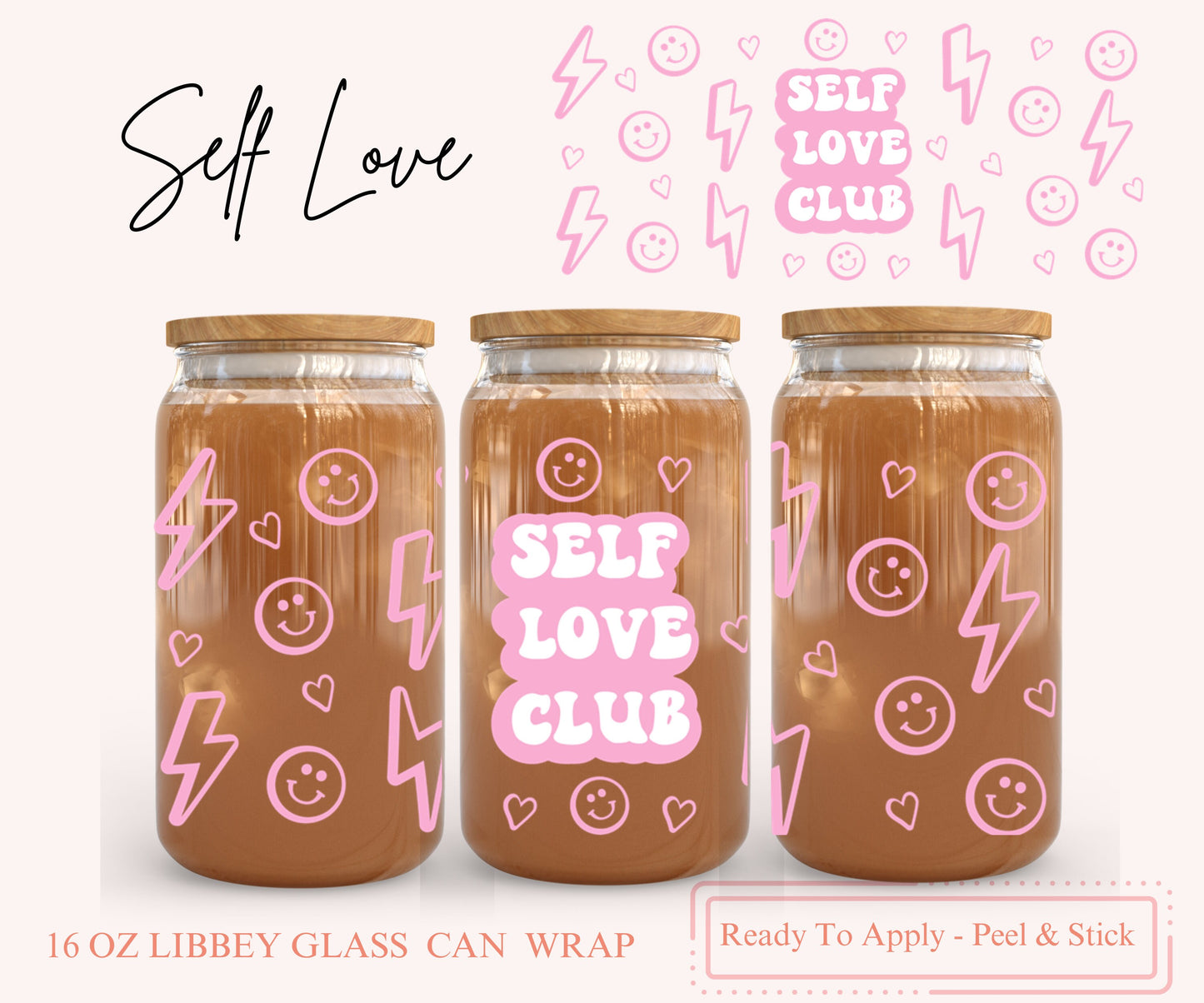 UV DTF Libbey Glass Can Wrap - Ready To Apply - Peel & Stick