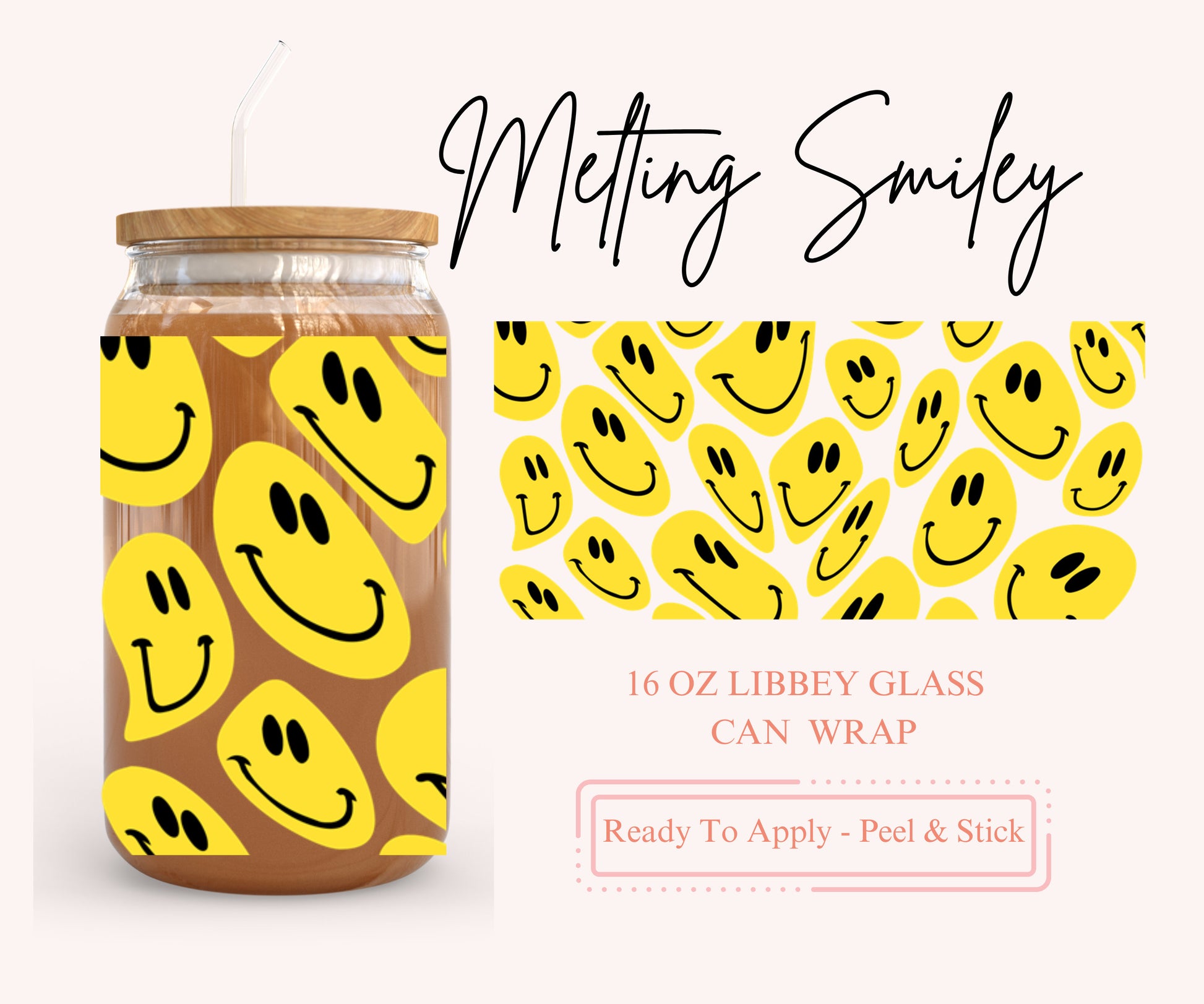 UV DTF Libbey Glass Can Wrap - Ready To Apply - Peel & Stick