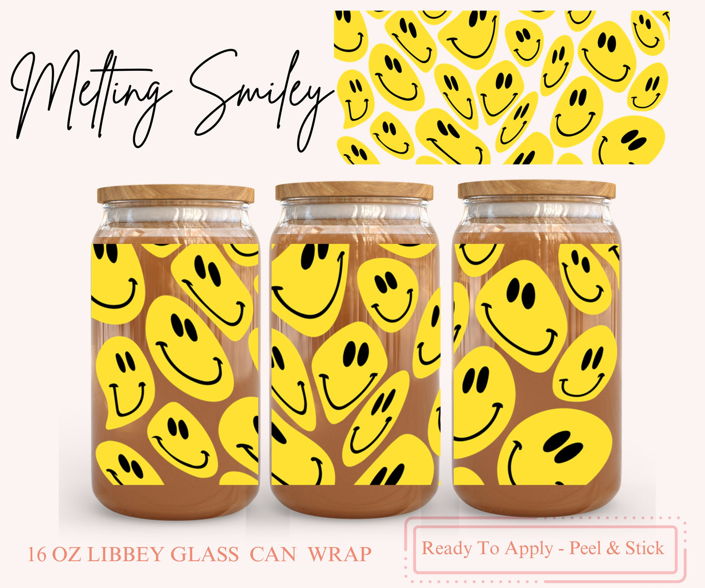 UV DTF Libbey Glass Can Wrap - Ready To Apply - Peel & Stick