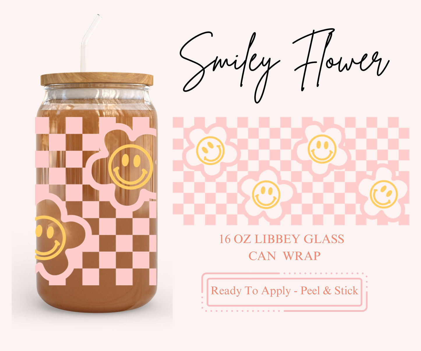 UV DTF Libbey Glass Can Wrap - Ready To Apply - Peel & Stick