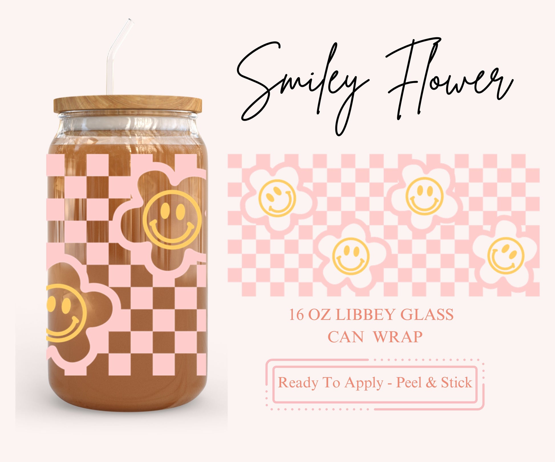 UV DTF Libbey Glass Can Wrap - Ready To Apply - Peel & Stick