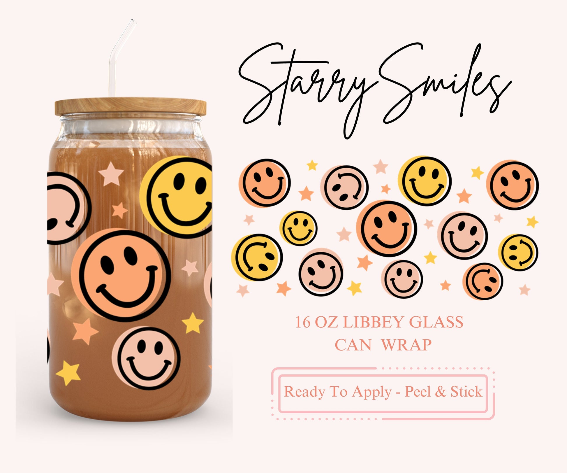 UV DTF Libbey Glass Can Wrap - Ready To Apply - Peel & Stick