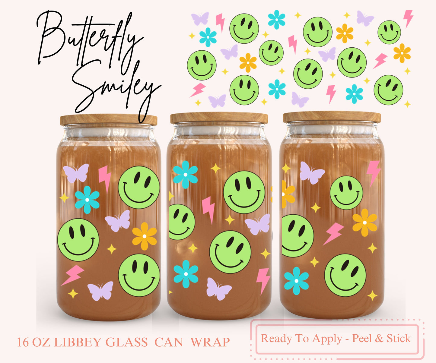 UV DTF Libbey Glass Can Wrap - Ready To Apply - Peel & Stick