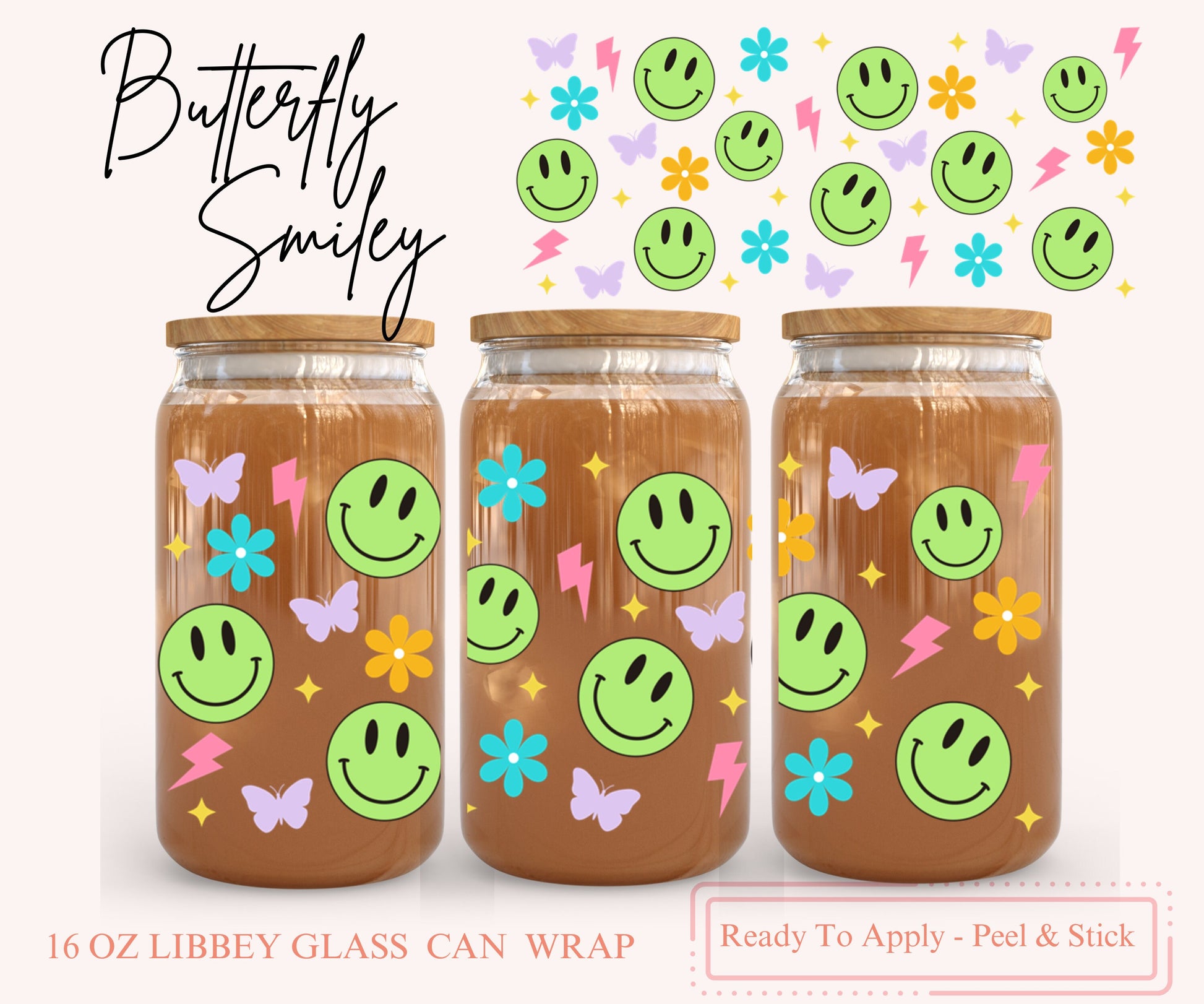UV DTF Libbey Glass Can Wrap - Ready To Apply - Peel & Stick