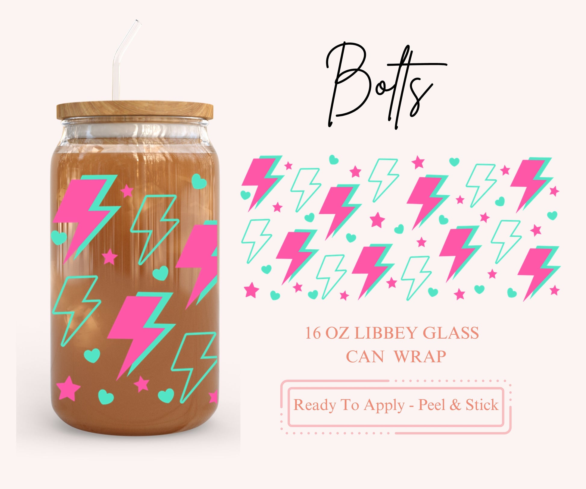UV DTF Libbey Glass Can Wrap - Ready To Apply - Peel & Stick