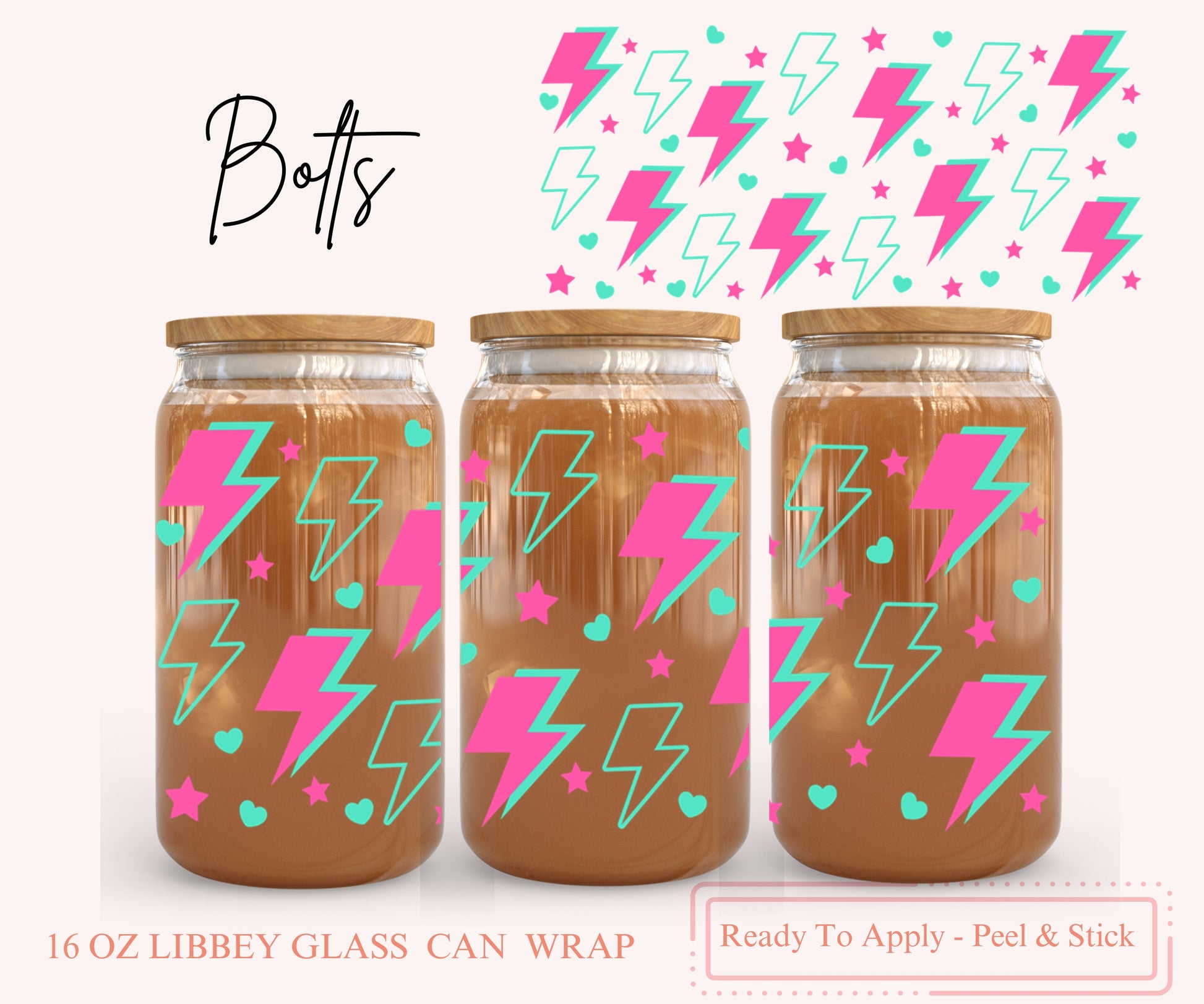 UV DTF Libbey Glass Can Wrap - Ready To Apply - Peel & Stick