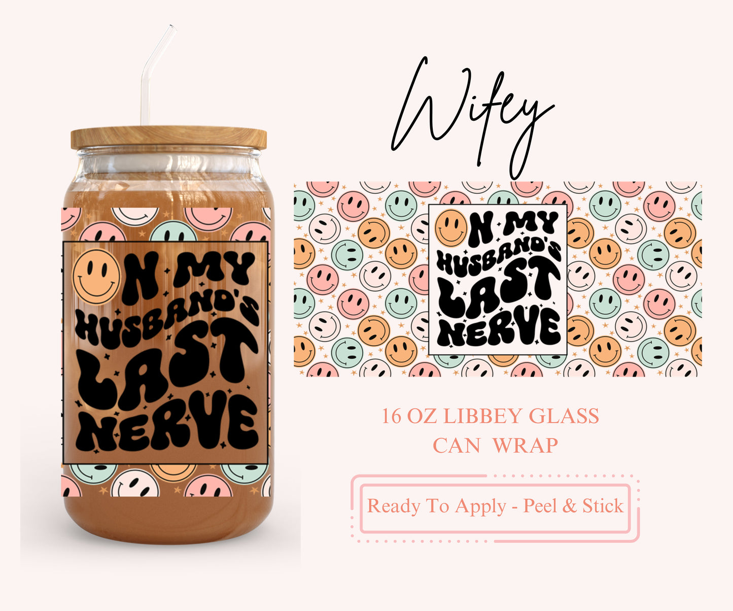 UV DTF Libbey Glass Can Wrap - Ready To Apply - Peel & Stick