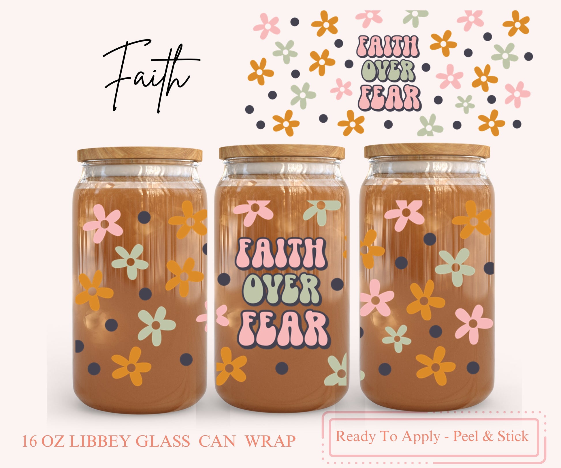 UV DTF Libbey Glass Can Wrap - Ready To Apply - Peel & Stick