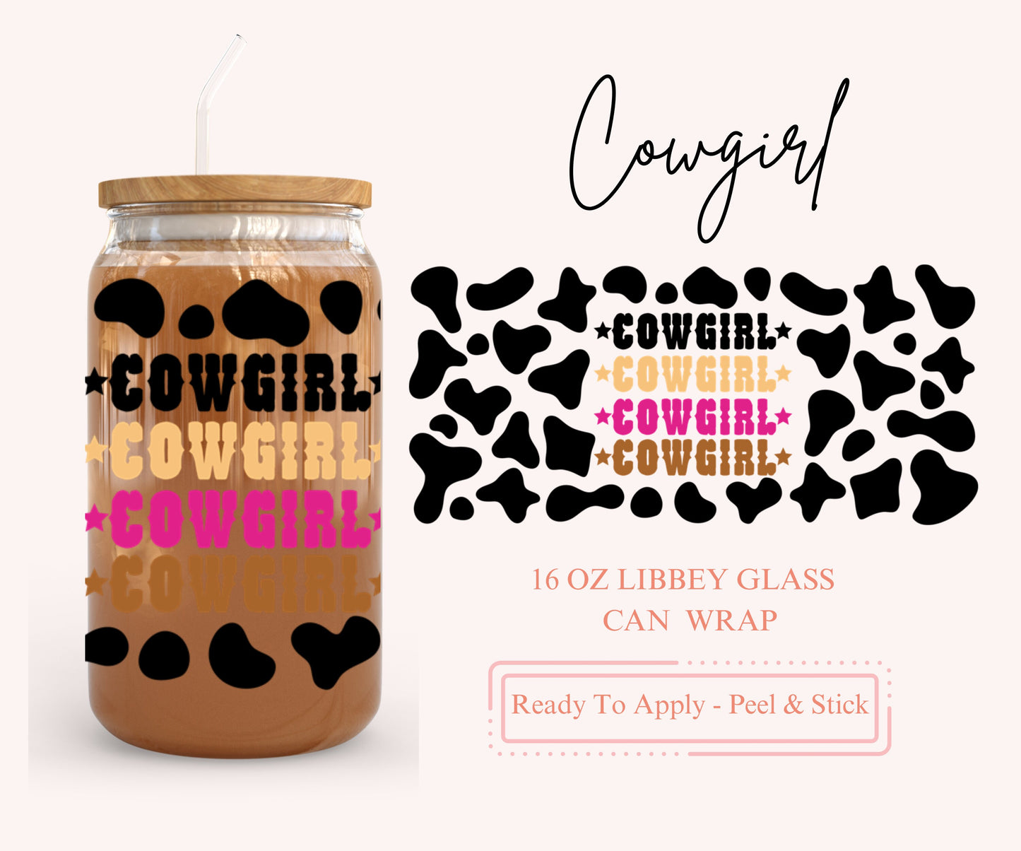 UV DTF Libbey Glass Can Wrap - Ready To Apply - Peel & Stick