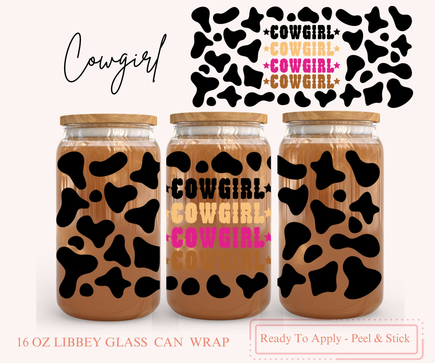 UV DTF Libbey Glass Can Wrap - Ready To Apply - Peel & Stick