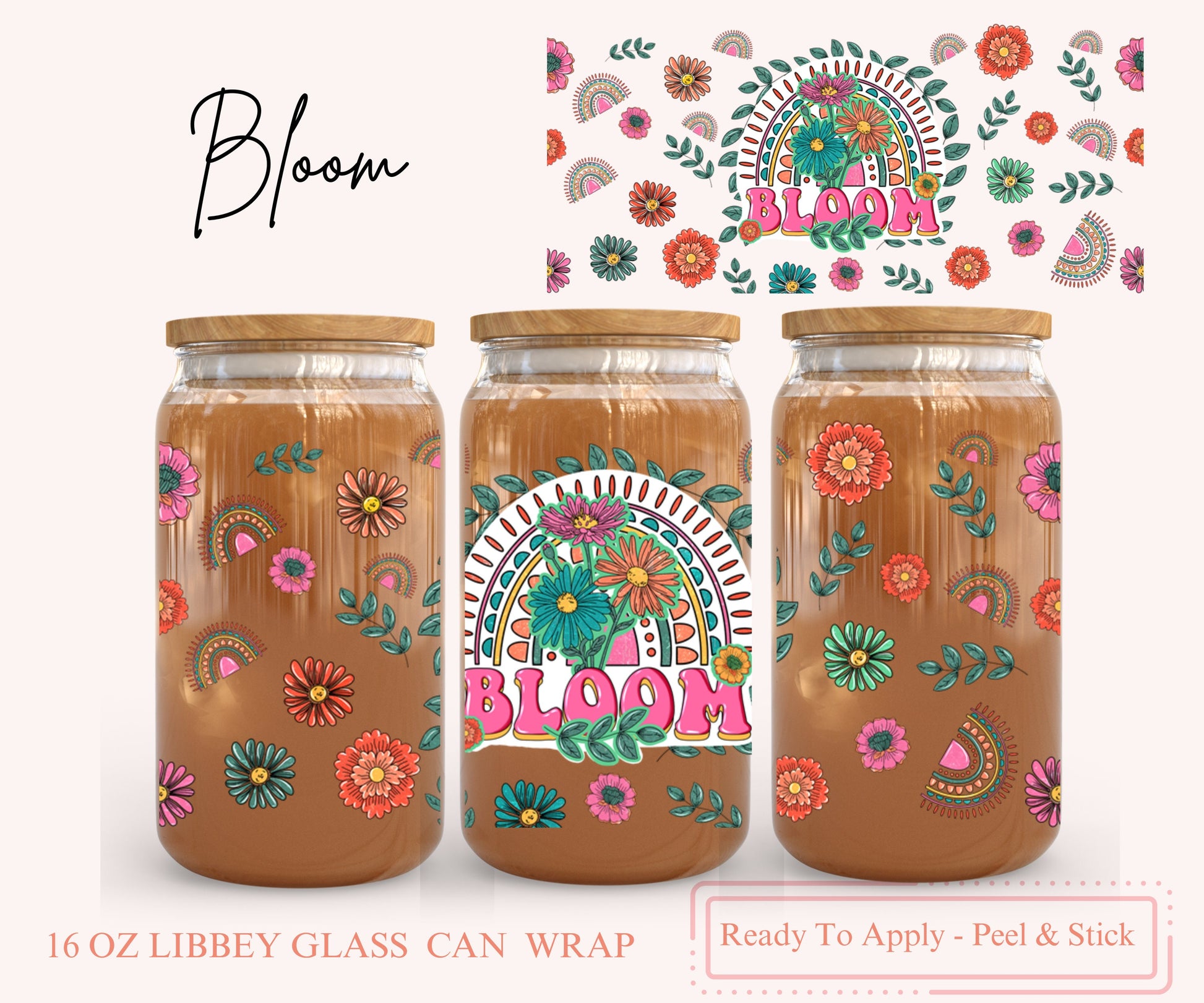 UV DTF Libbey Glass Can Wrap - Ready To Apply - Peel & Stick