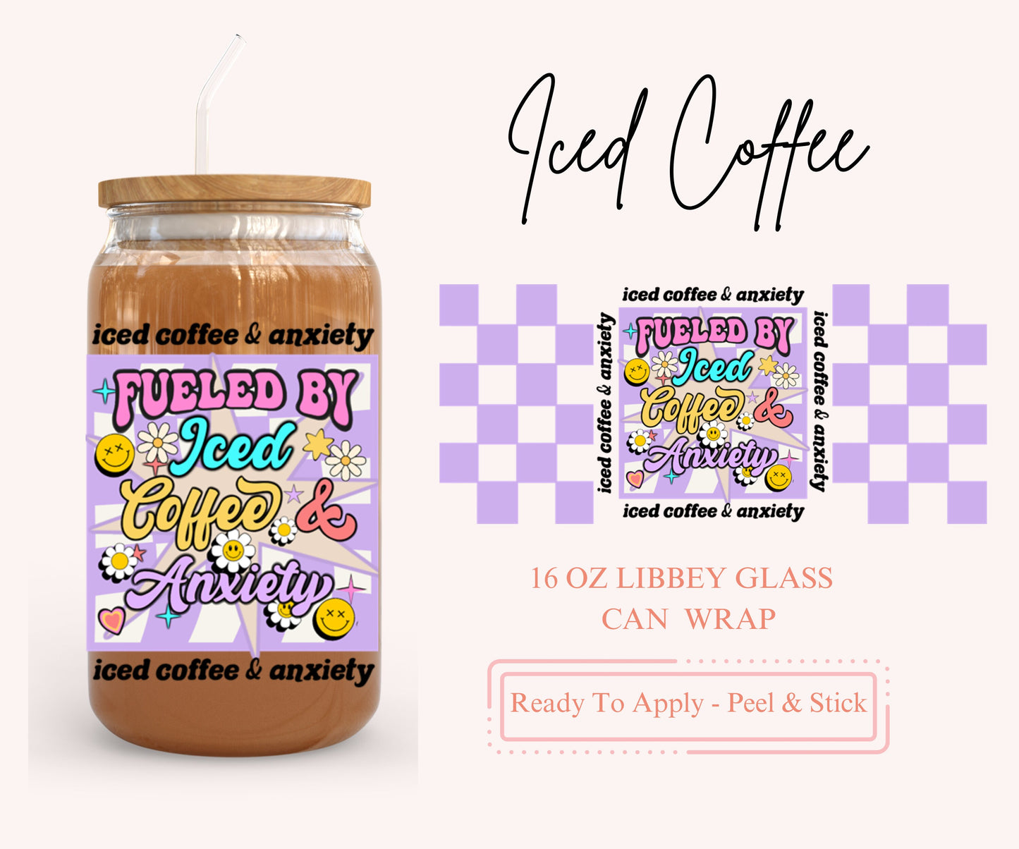 UV DTF Libbey Glass Can Wrap - Ready To Apply - Peel & Stick