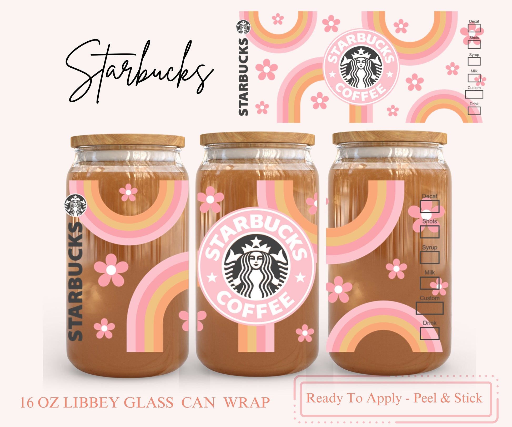 UV DTF Libbey Glass Can Wrap - Ready To Apply - Peel & Stick