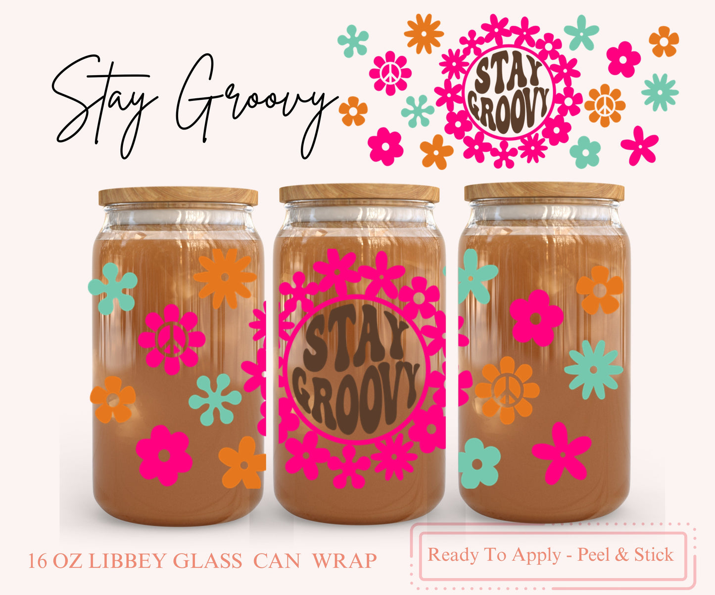 UV DTF Libbey Glass Can Wrap - Ready To Apply - Peel & Stick