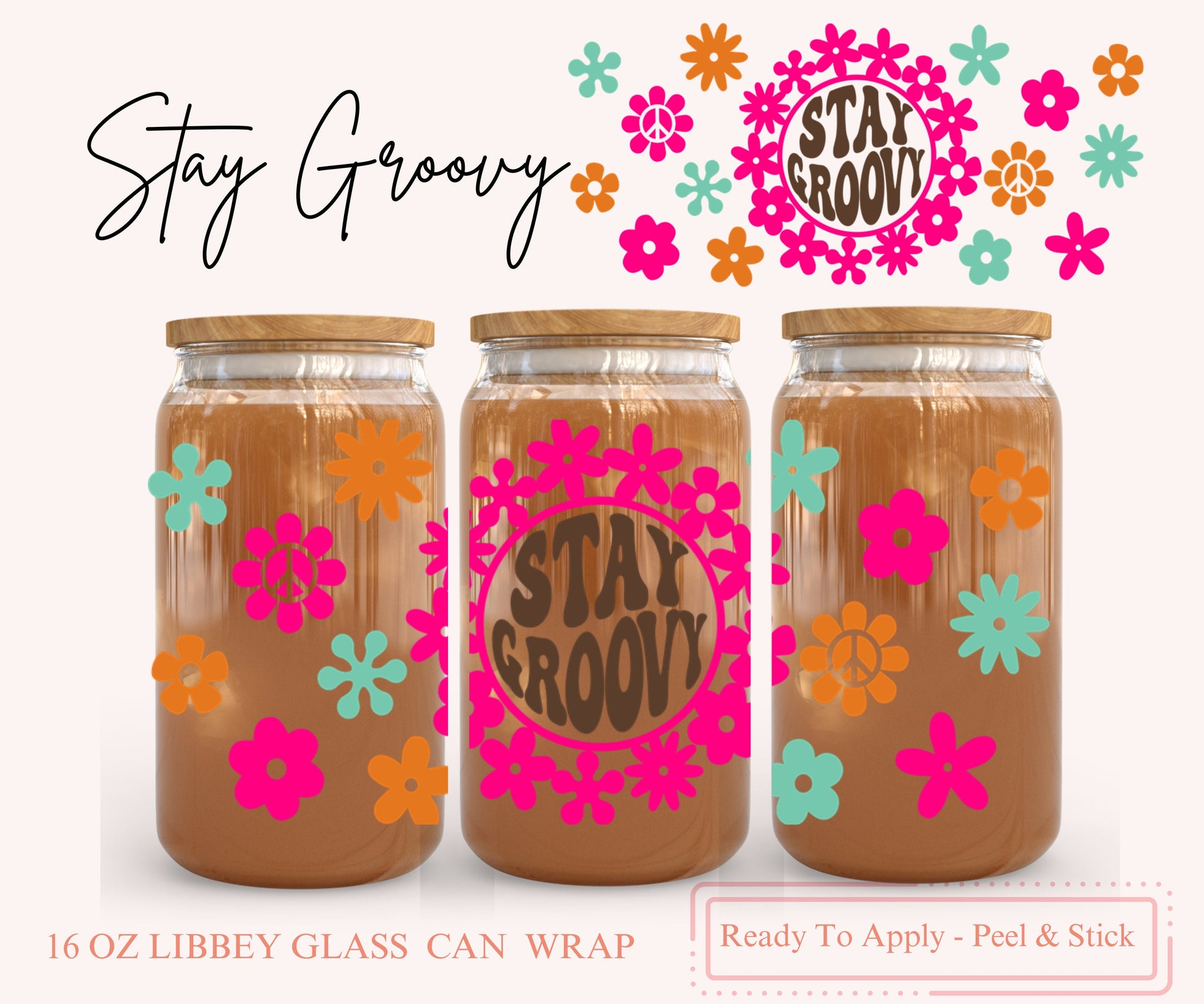 UV DTF Libbey Glass Can Wrap - Ready To Apply - Peel & Stick